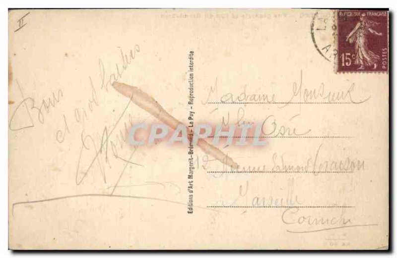 Old Postcard Louvesc general view and Lac du Grand Place