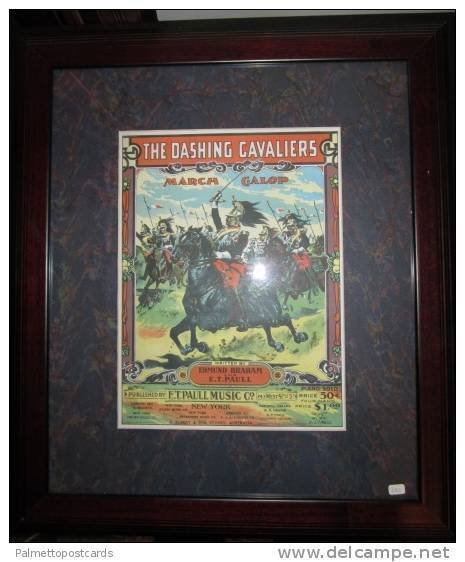 Framed & Matted Sheet Music by Composers E.T. Paull & E. Braham: The Dashing...