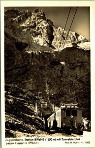 RPPC Zugspitzbahn Station Riffelriss Tunnel Entrance Germany Real Photo Postcard