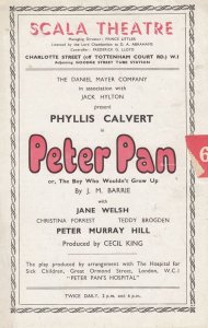 Peter Pan Scala Pantomime London Great Ormond Street Radio Theatre Programme