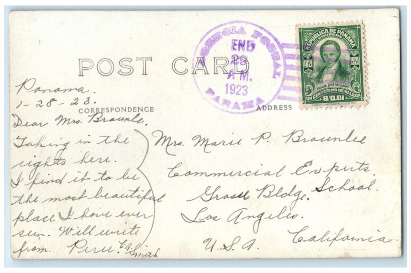 1923 Aerial View Of Panama City RP From Ancon Hill Panama RPPC Photo Postcard