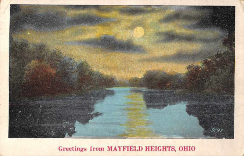 Mayfield Heights Ohio Greetings Night View Vintage Postcard JE359563