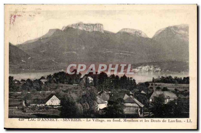 Old Postcard Lac d & # 39Annecy Sevrier The village Menthon background and te...