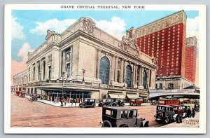 Grand Central Station Terminal Depot Train St View NYC C1920's Postcard N14