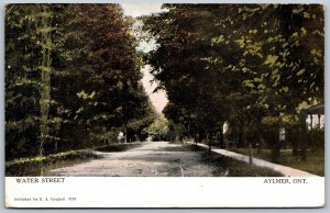 Postcard Aylmer Ontario c1911 Water Street Elgin County Split Ring Cancel Mimico