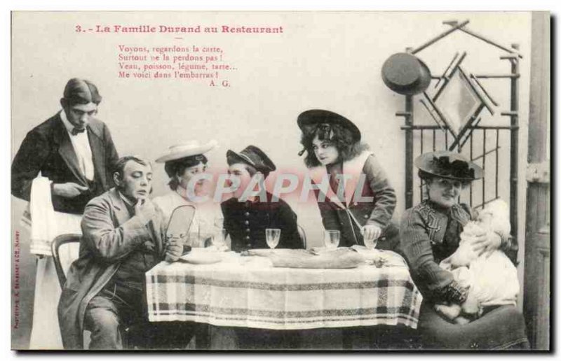 Old Postcard Fantasy humor the Durand family restaurant