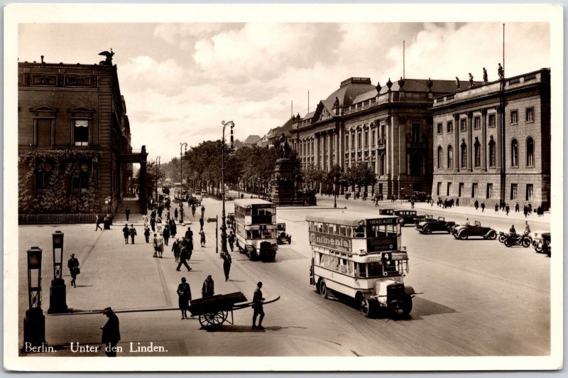 Berlin Unter Den Linden Boulevard In Central Germany RPPC Photo Postcard