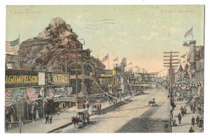 Surf Avenue, Coney Island, Brooklyn, New York Divided Back Postcard, Mailed 1911
