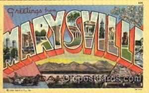 Greetings From Marysville, CA, USA Large Letter Town Unused 