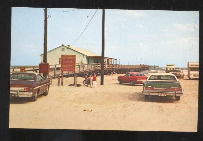 PORT ARANSAS TEXAS HORACE CALDWELL PIER 1960's CARS VINTAGE POSTCARD