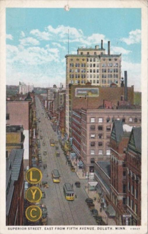 Minnesota Duluth Trolleys On Superior Street East From Fifth Avenue Curteich