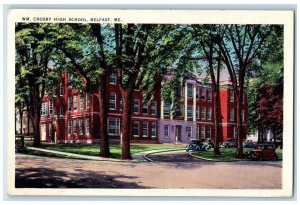 1936 Exterior View Crosby High School Building Belfast Maine ME Vintage Postcard