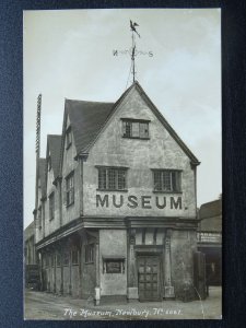 Berkshire NEWBURY The Old Museum showing THE BROADWAY GARAGE - Old RP Postcard