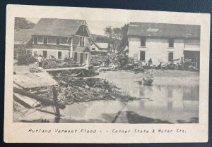 Mint USA Real Picture Postcard Rutland Vermont Flood Corner State & Mater Sts