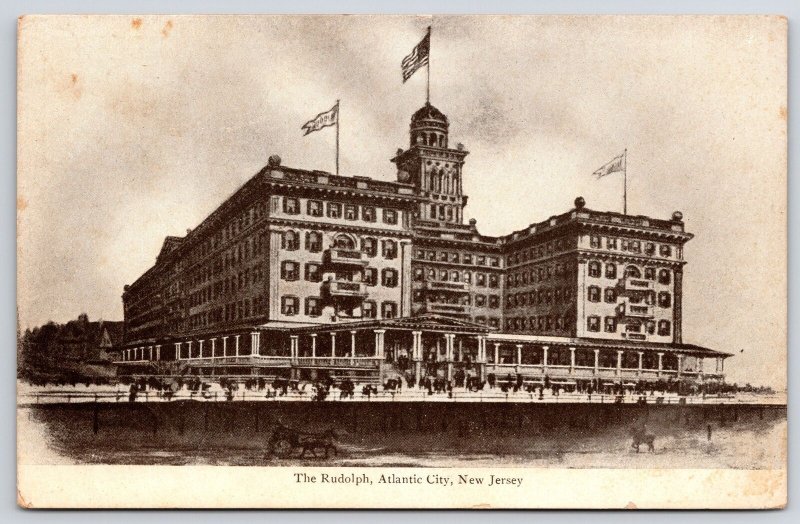 The Rudolph Atlantic City New Jersey NJ Boardwalk & Building Structure Postcard