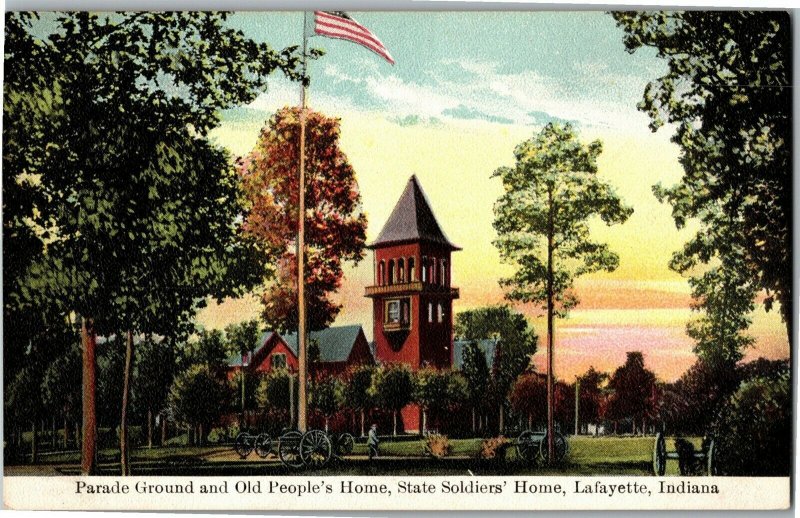 Parade Ground, Old People's Home, State Soldiers Home, Lafayette IN Postcard W30
