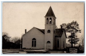 Mellott Indiana IN Postcard RPPC Photo Church Scene c1910's Antique Posted