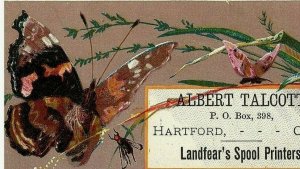 Albert Talcott Landfears Printers Butterflies Victorian Calling Card Hartford CT 