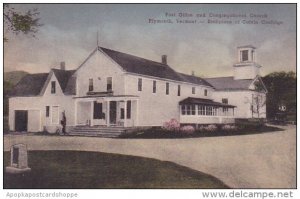 Vermont Plymouth Post Office And Congregational Church Handcolored Albertype