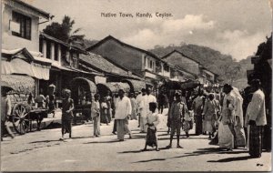 Postcard Native Town People Street Scene in Kandy, Ceylon, Sri Lanka