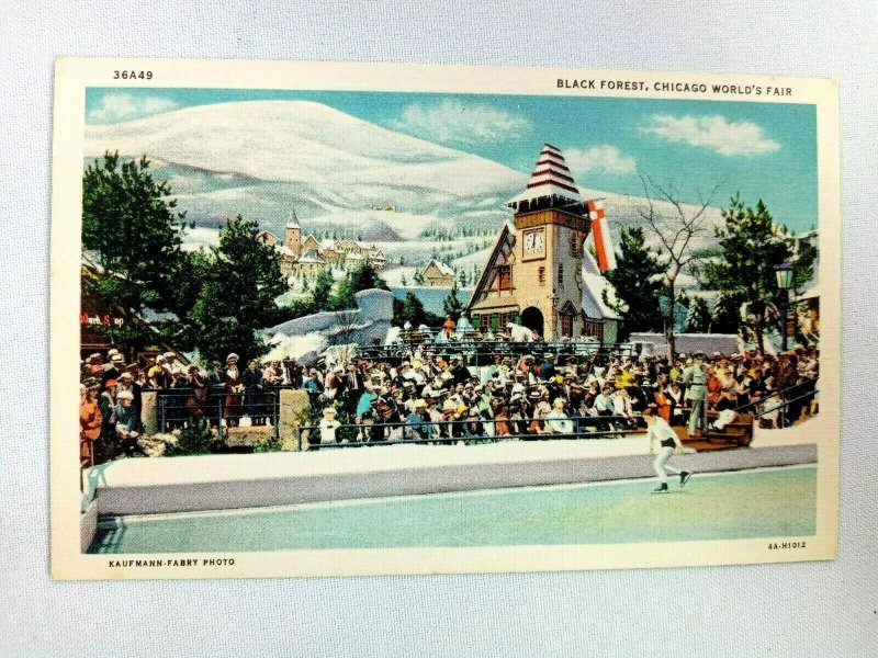 Vintage Postcard Black Forest Ice Skating Chicago World's Fair 