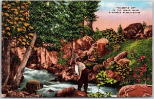 Washing Up In The River Near Stairway Portage Scenic Picturesque View Postcard