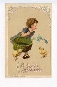 John Winsch Easter Young Child Chicks Embossed 1913 Postcard