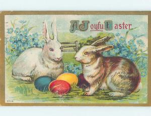 Divided-Back easter BEAUTIFUL BUNNY RABBITS WITH COLORED EGGS ho4229