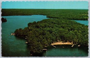 Postcard Magnetawan Ontario 1960s Lost Forest Park Aerial View Neighick Lake PSD