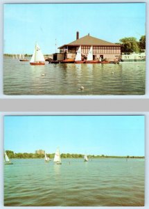 2 Postcards OTTAWA, Ontario Canada ~ DOW'S LAKE Marina & Sailboats c1950s-60s