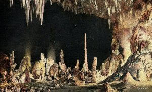 1930s CARLSBAD CAVERN NEW MEXICO TOTEM POLES BIG ROOM POSTCARD P250