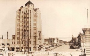 RPPC BAKER OREGON BAKER HOTEL CONSTRUCTION GAS STATION REAL PHOTO POSTCARD