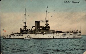 Battleship U.S.S. Alabama at Sea c1910 Vintage Postcard