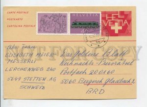 450408 Switzerland 1982 year real posted Germany POSTAL stationery train stamp