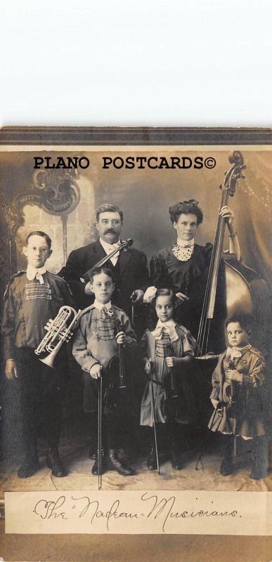 THE NADEAU FAMILY MUSICIANS- EARLY 1900'S RPPC REAL PHOTO POSTCARD