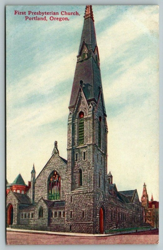 Portland OregonFirst Presbyterian Church Close Upc1910 Postcard