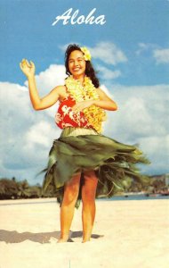 Hawaii HI  HAWAIIAN HULA MAIDEN~Beautiful Smiling Girl With Flower Lei  Postcard