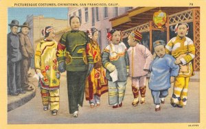 Picturesque Costumes CHINATOWN San Francisco Chinese c1940s Vintage Postcard