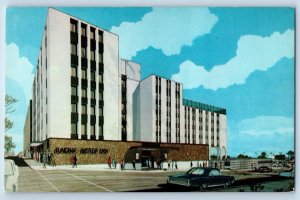 Racine Wisconsin Postcard Motor Inn Sixth Main Street Lake Michigan 1960 Vintage