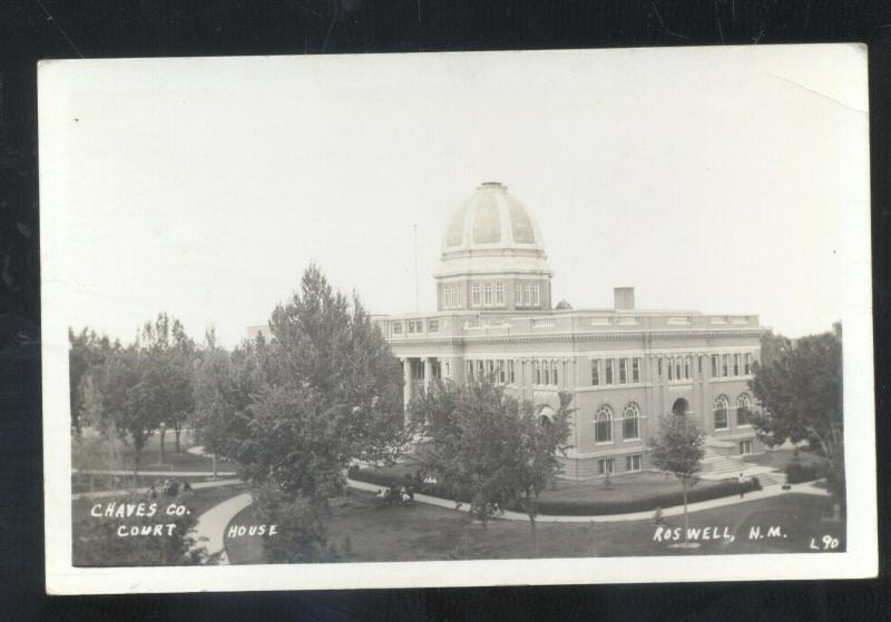 RPPC ROSWELL NEW MEXICO CHAVES COUNTY COURT HOUSE REAL PHOTO POSTCARD NM.