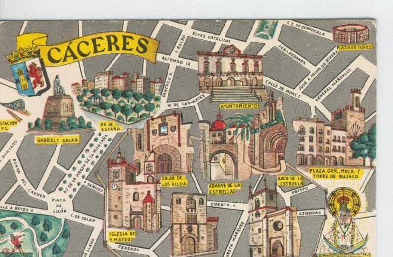 Postal 6636 : Plano ciudad y monumentos de Caceres