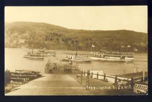 Lake Sunapee, New Hampshire/NH Postcard, Steam Boats Leaving Station, RPPC,1915!