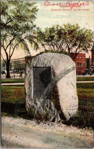 Vintage Massachusetts Postcard - Taunton  - Taunton Green - Memorial Boulder