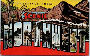 1940s Large Letter Greetings from the Scenic Northwest OR Postcard