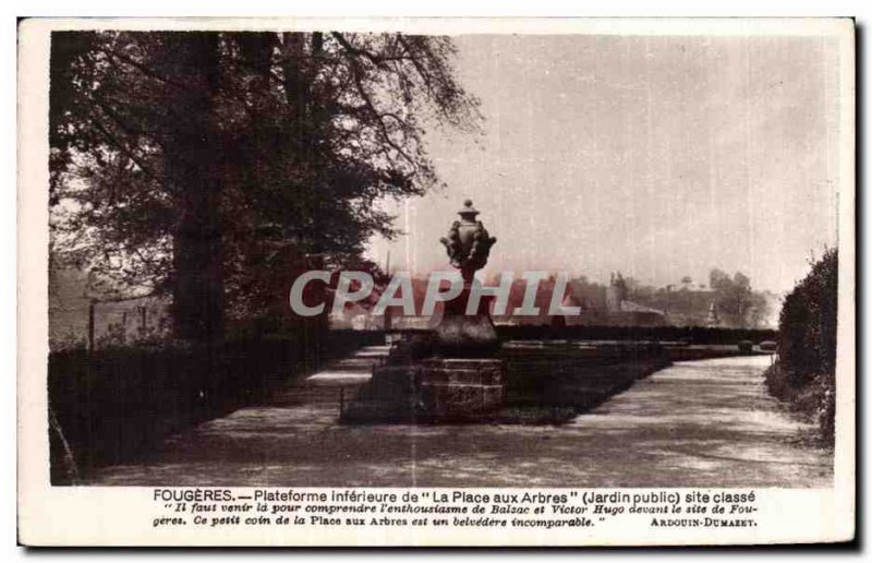 Old Postcard Fougeres lower platform Place the trees (Public Garden) class we...