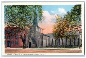 c1920's Oldest Episcopal Church In US Building Tower St. Augustine FL Postcard 