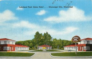 1940s Mississippi City Mississippi Lakeland Park Motor Hotel Postcard 25-11550