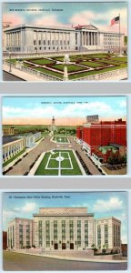 3 Postcards NASHVILLE, TN ~ War Memorial, Memorial Square, State Office Building