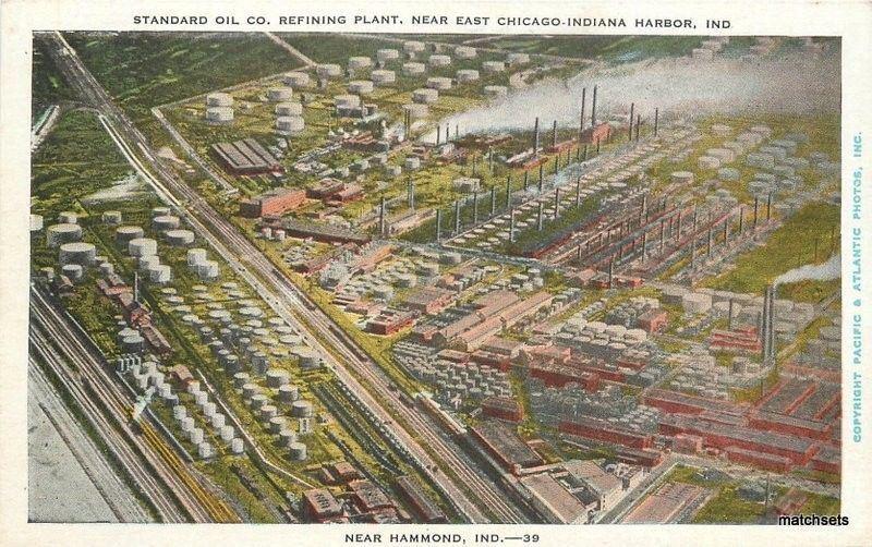 1920s Standard Oil Refining Plant Chicago Indiana harbor postcard 1739 Kropp