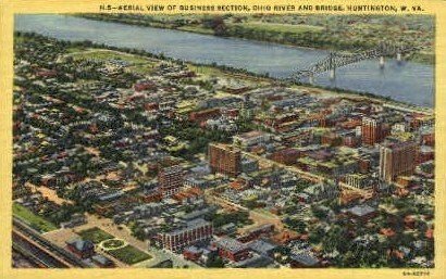 Business Section, Ohio River & Bridge - Huntington, West Virginia